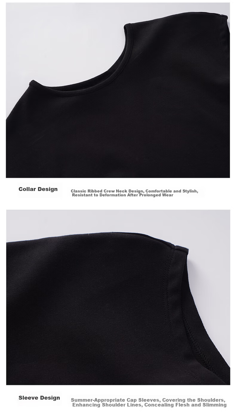 Olrain Cool Small Cap Sleeve Slim Fit Short Sleeve T-Shirt Summer Women's Short Top High Elastic Inner Wear Black S 19