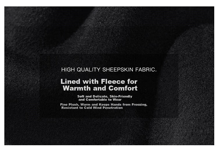 JEEP Winter Riding Cotton Gloves for Men, Fleece Lined, Thickened Cowhide Velvet Touchscreen Motorcycle Electric Bike Windproof Warm Gloves 3