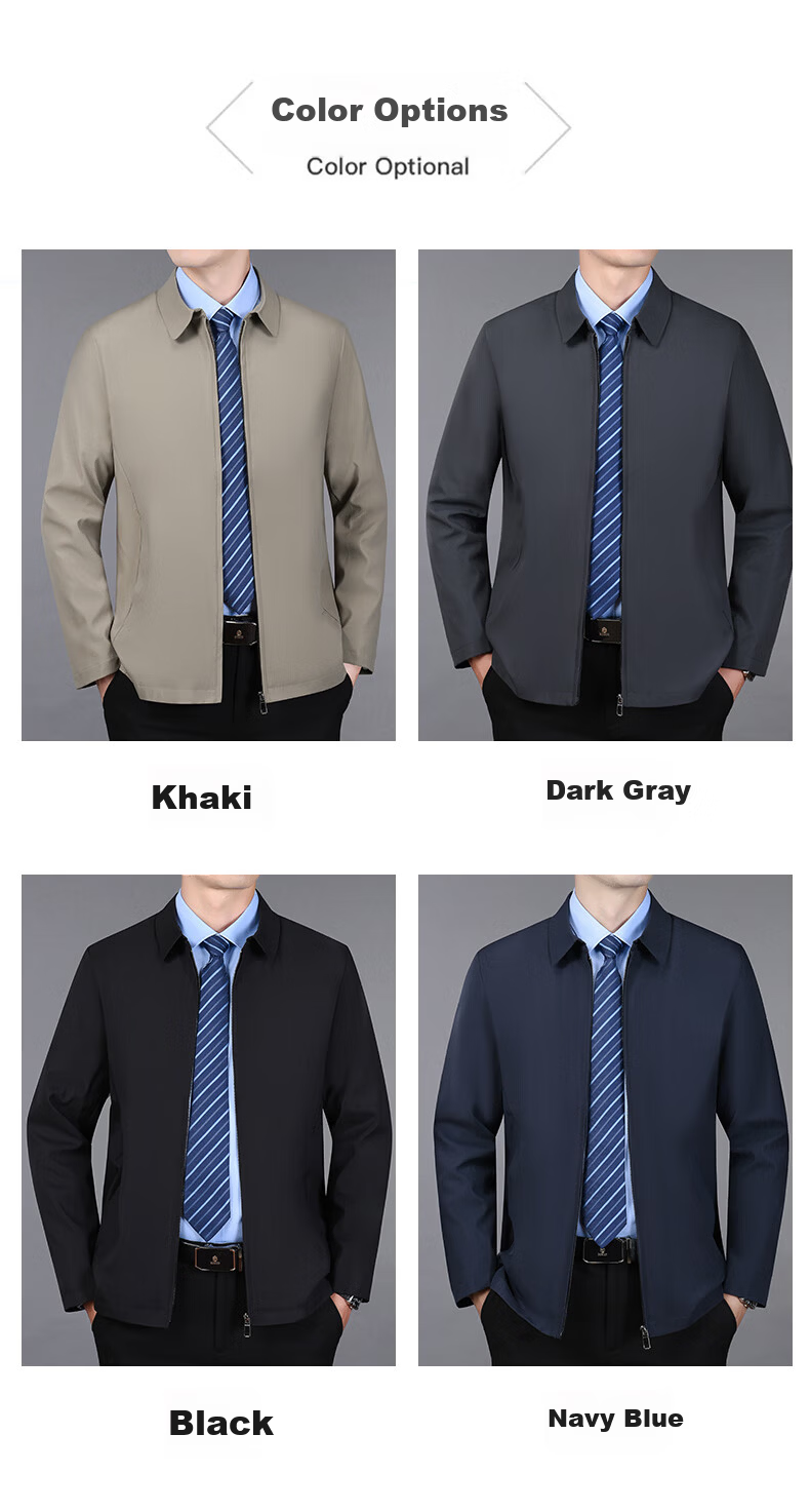 ROMON Men's Business Casual Lapel Jacket Office Style Executive Coat Middle-aged and Elderly JK36 Black L 5
