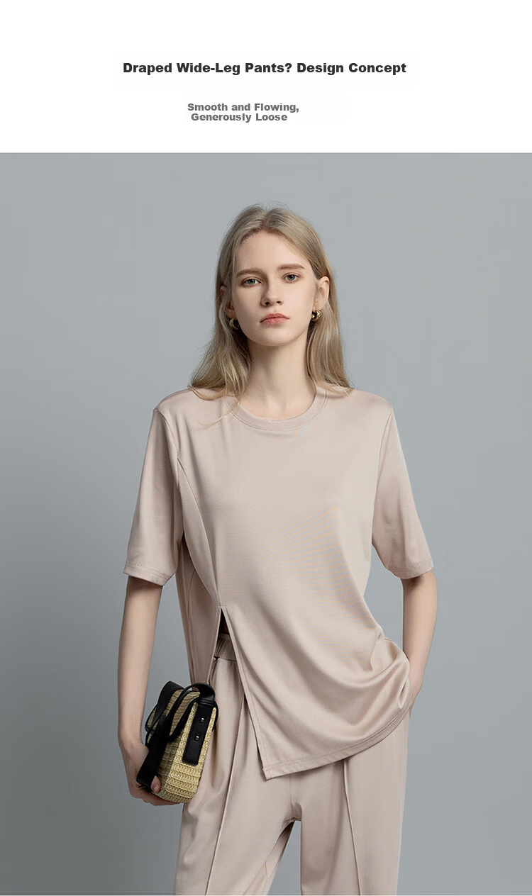 Demana Lazy Wear Set Spring Summer Round Neck T-Shirt and Casual Pants Two-Piece Set for Women Fashion 7