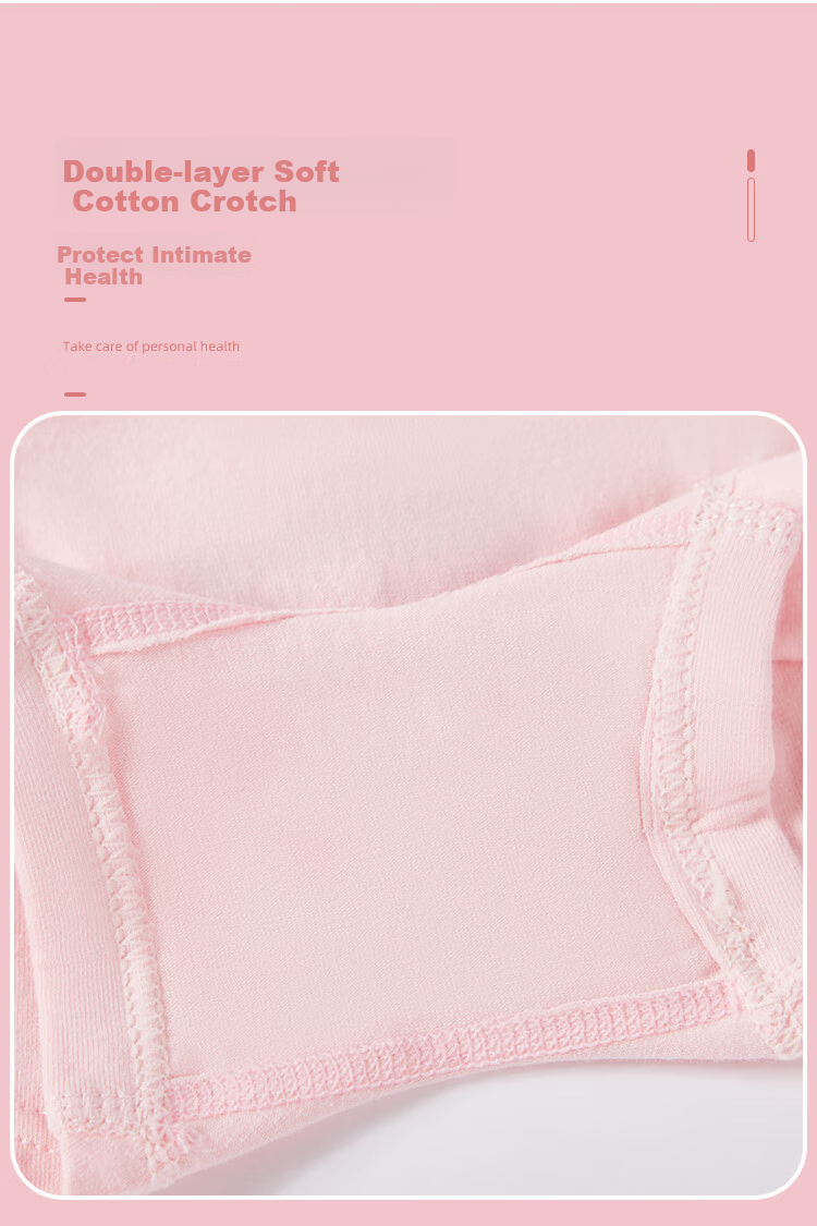 LangSha Girls' Cotton Underwear Kids Comfortable Student Panties 4-Pack Strawberry Lace 140 4