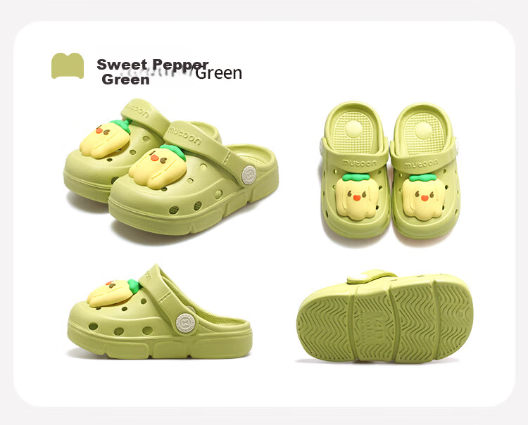 Mutong Kids Slippers Size 26 Summer Boys Baby Ventilated Cartoon Essential Oil Protective Sandals Girls Sweet Pepper Green 170 16