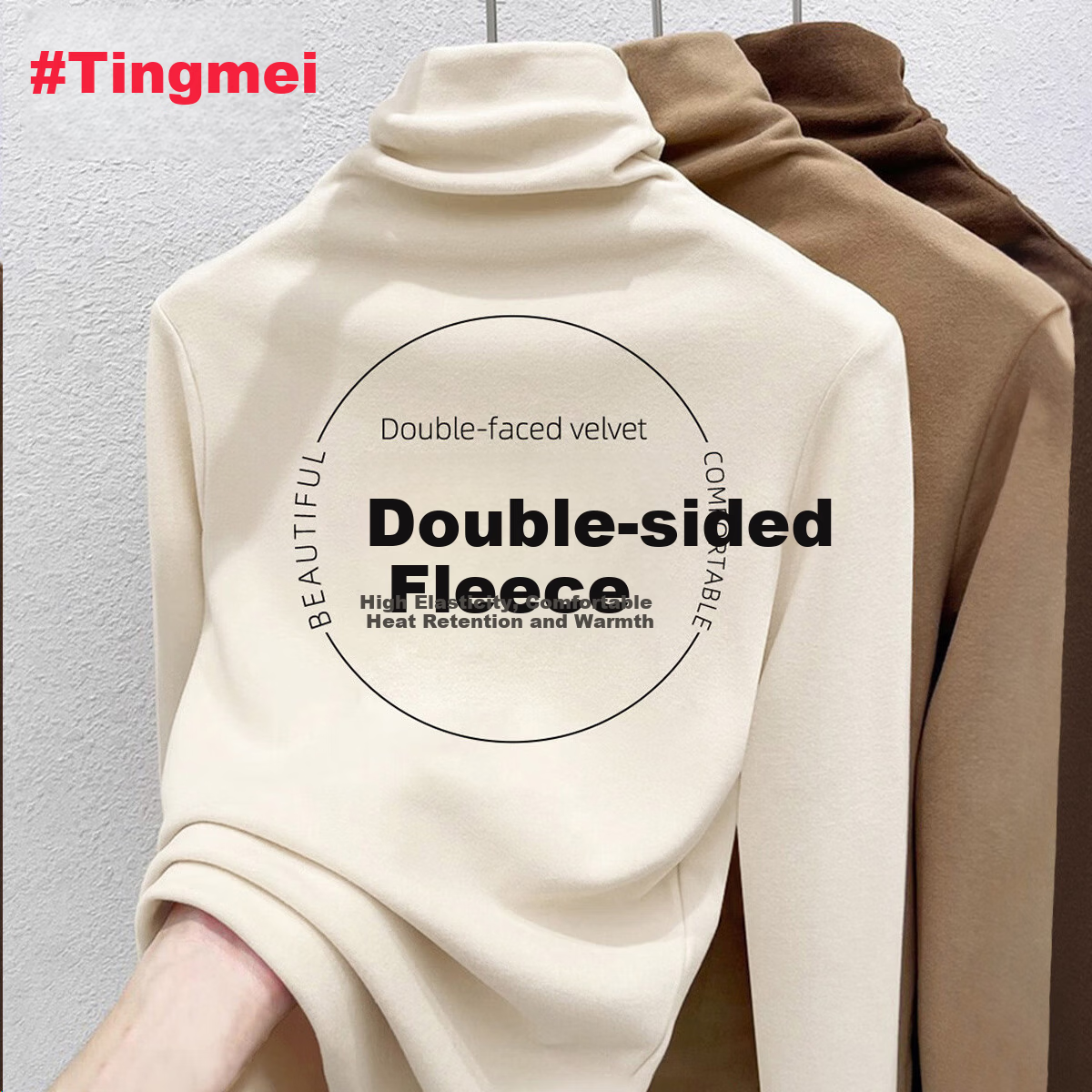 GRACEWELL Women's Layered Collar Thermal Fleece Turtleneck Long Sleeve T-Shirt Thickened Warm Autumn Winter Base Layer Top