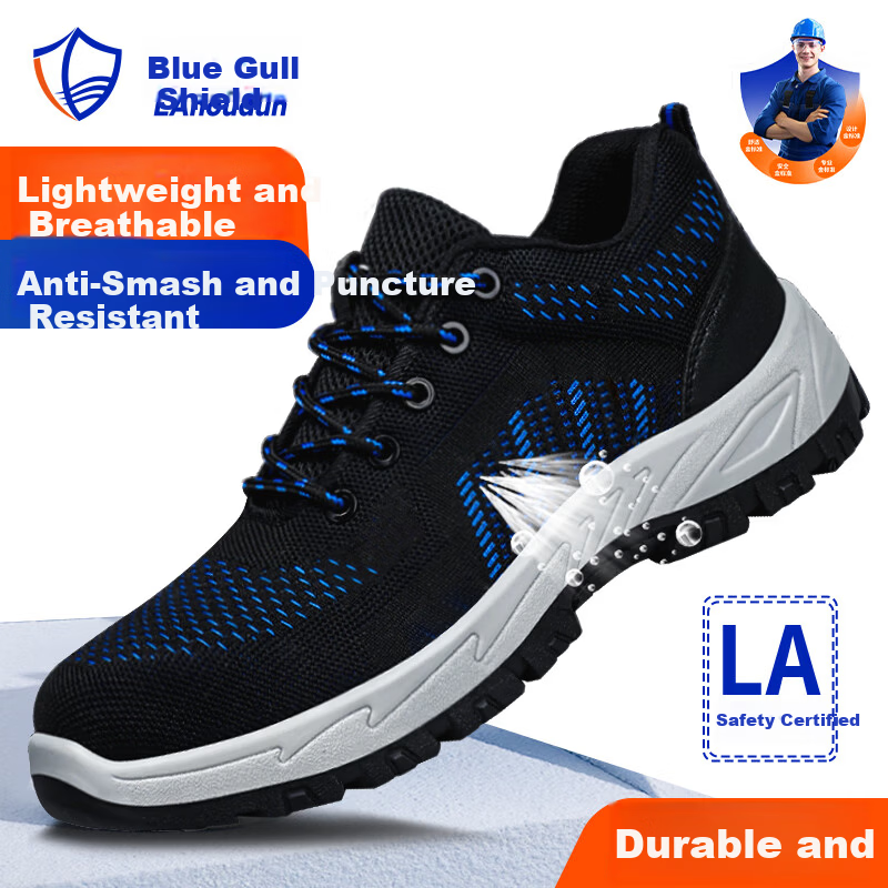 BlueOwl Shield Men's Summer Breathable Anti-Smash Toe Anti-Puncture Anti-Odor Safety Work Construction Functional Shoes D2036 Size 38
