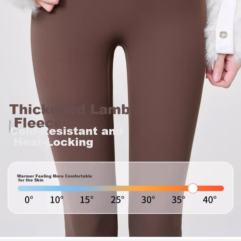Miiow Women's Sherpa Fleece Shark Pants, Autumn Winter Thickened Leggings, Warm Stretch High Waist Tummy Control Yoga Black Pants 3