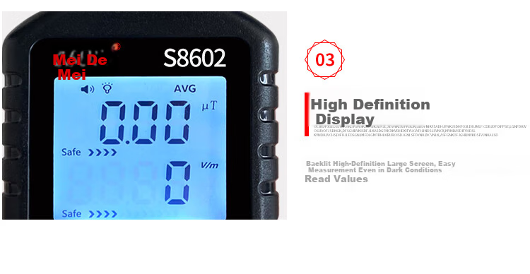 Meidemei Portable Household Appliance Electromagnetic Radiation Detector Digital Display High and Low Frequency Electric and Magnetic Field Meter S8602 13