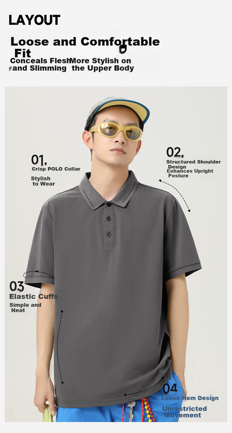 GENIOLAMODE Semir Group Men's Polo Shirt Short Sleeve Summer New Casual Quick-Dry Breathable Light Business Collar T-Shirt 9