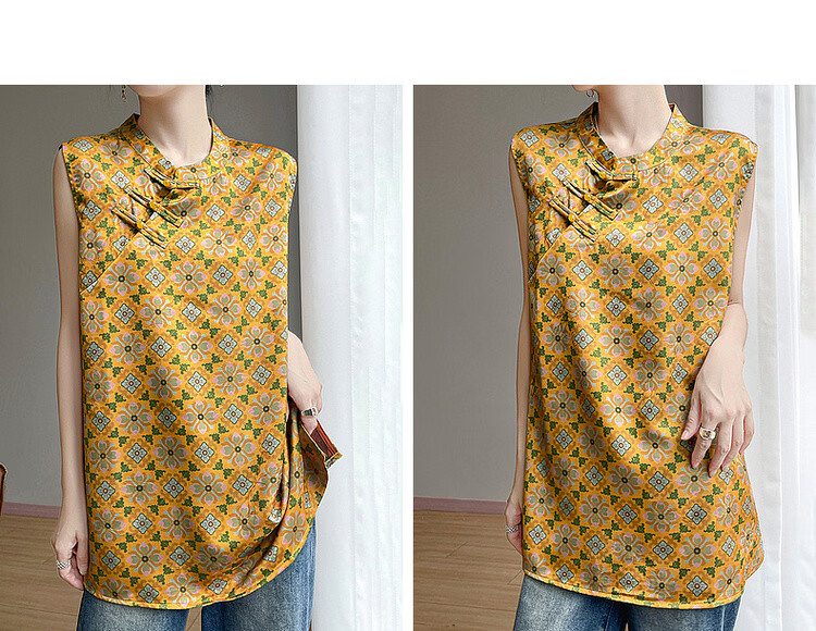 Demana [Oriental Aesthetics] Spring National Style New Chinese Satin Jacquard Shirt with Frog Buttons Mid-Length Women's Blouse 11