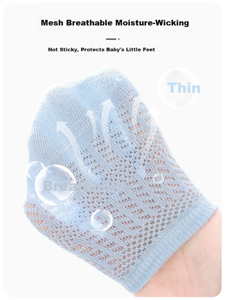 9i9 Baby Floor Socks Summer Thin Non-Slip Walking Socks Mesh Infant Socks Children's Mid-Calf Socks Newborn 0-1 Year 3