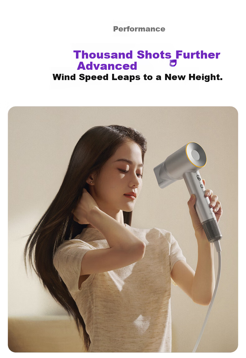 Laifen LF03 Upgraded High-Speed Hair Dryer Fast Drying Home Use Negative Ion Hair Care Blow Dryer Birthday Gift Swift 3+ Cool Silver 4