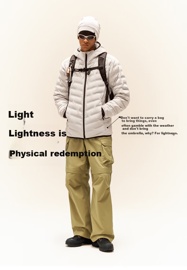 Jiao Nei Hydrogen 502Air Men's Twill Bonded Hooded Lightweight Down Jacket Commuter Warm Windproof Winter Coat 9