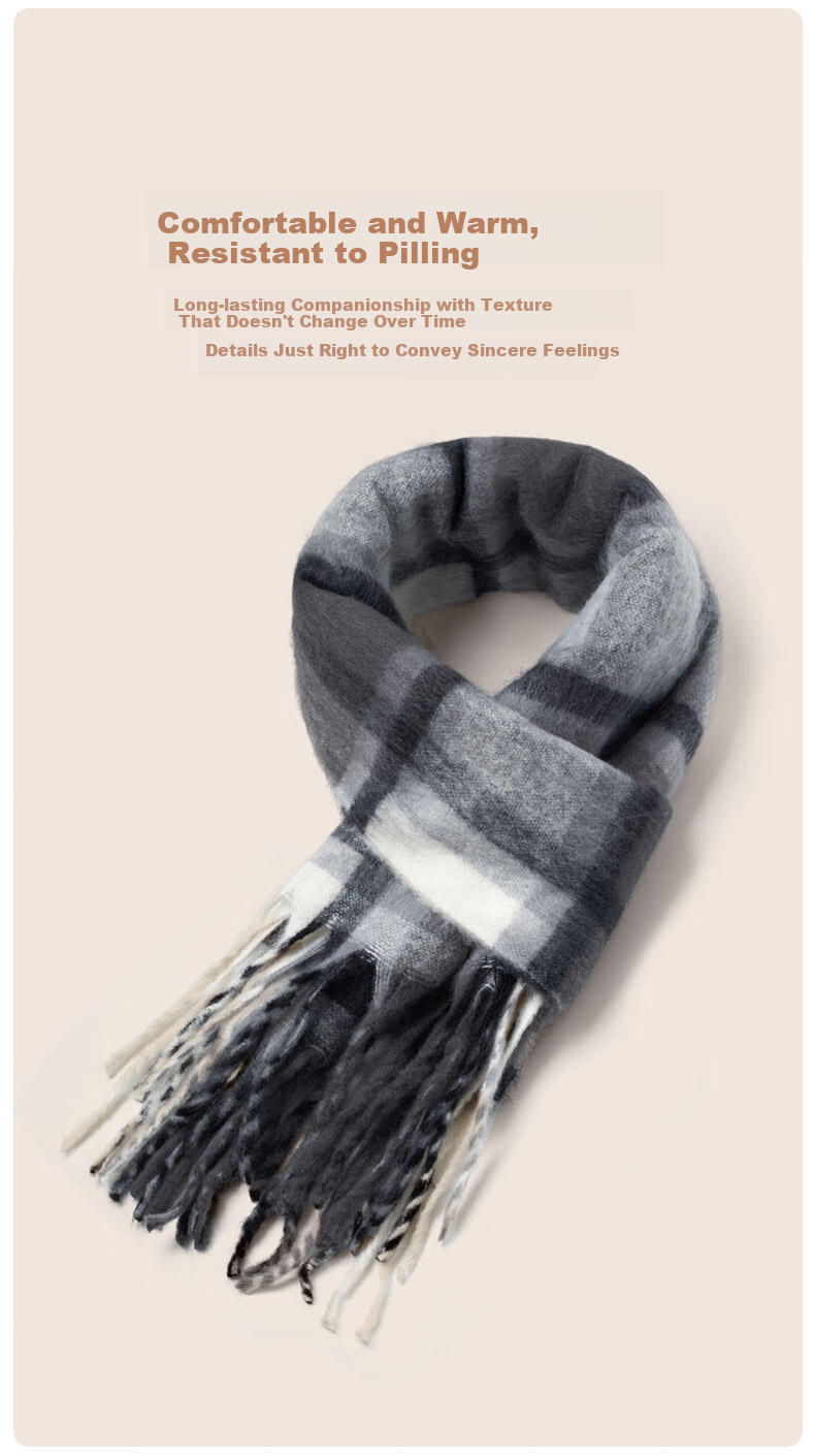 TUCANO New Sweet Colorblock Winter Scarf for Women Fashionable Warm Tassel Shawl Korean Style Scarf New Year Gift 5