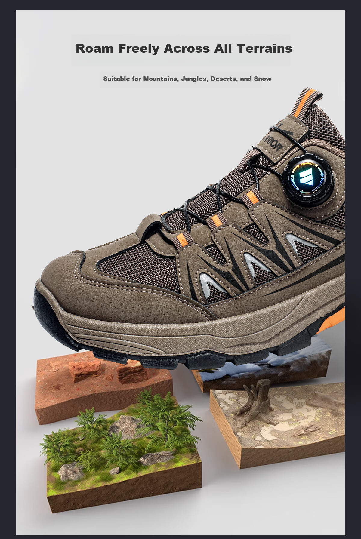 Warrior Men's Hiking Shoes Durable Non-Slip Trekking Trail Running Work Shoes 5353 Beige Green Size 39 3