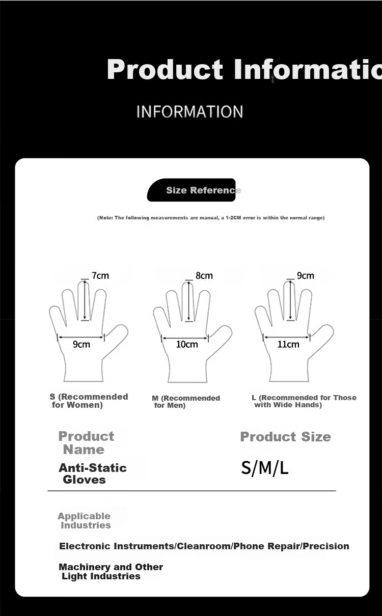 Beifute Anti-Static Gloves Carbon Fiber Nylon PU Coated Finger and Palm Work Safety Electrical Gloves 13-Gauge Breathable Wear-Resistant 11