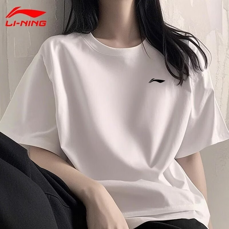 LI-NING Men's Summer Quick-Dry Short Sleeve T-Shirt Unisex Round Neck Sports Running Fitness Loose Breathable Shirt