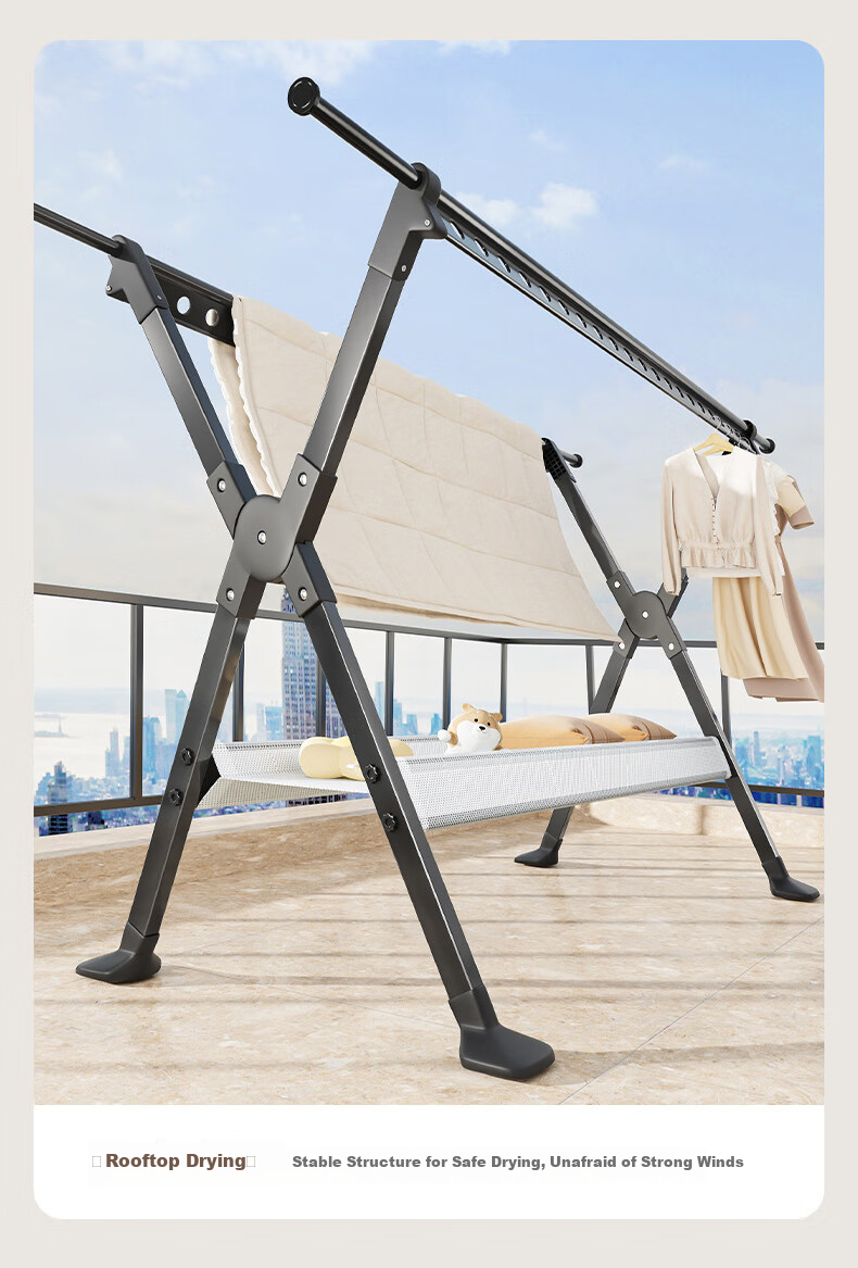 Jing Jiayi Foldable Floor Clothes Drying Rack Carbon Steel Home Balcony Laundry Rack Quilt Drying Rack Hanger 12