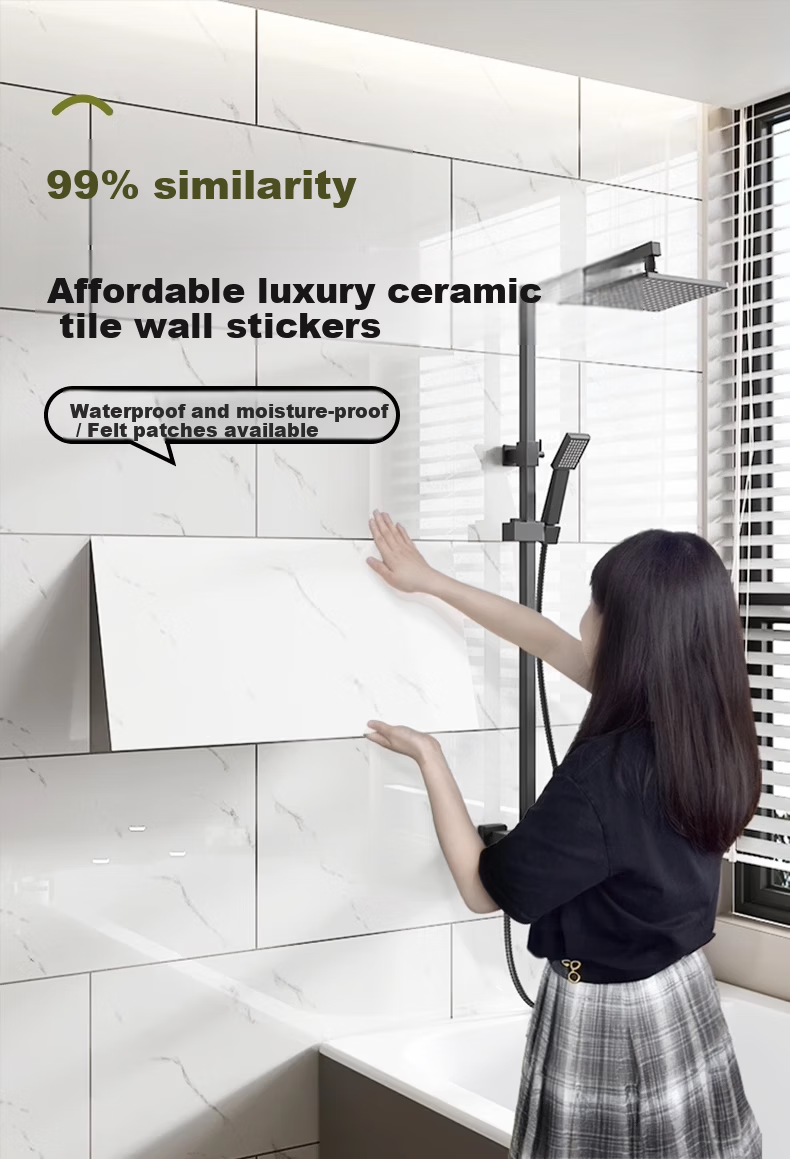 Quanpinwu Imitation Tile Self-Adhesive Waterproof Bathroom Wall Sticker Jazz Gray 5 Pieces 1