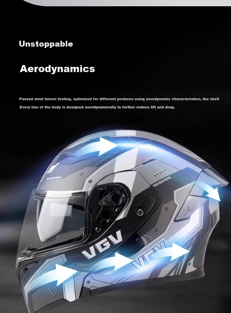 VGV Motorcycle Helmet 3C Certified Full Face Four Seasons Warm Double Lens Flip-up Helmet Mechanical Black XL 13