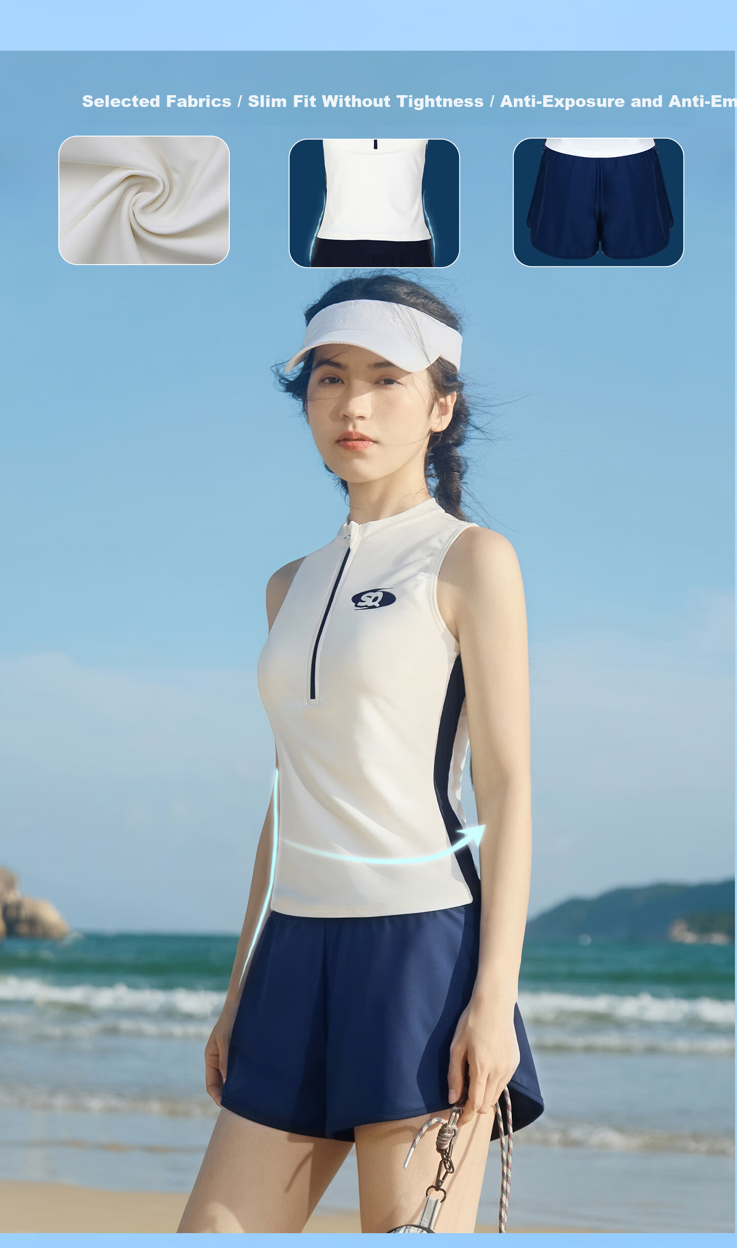 Sanqi Two-Piece Split Swimsuit for Women Sports New Conservative Boyshorts Plus Size Tummy Control Slimming Hot Spring Swimwear M 9