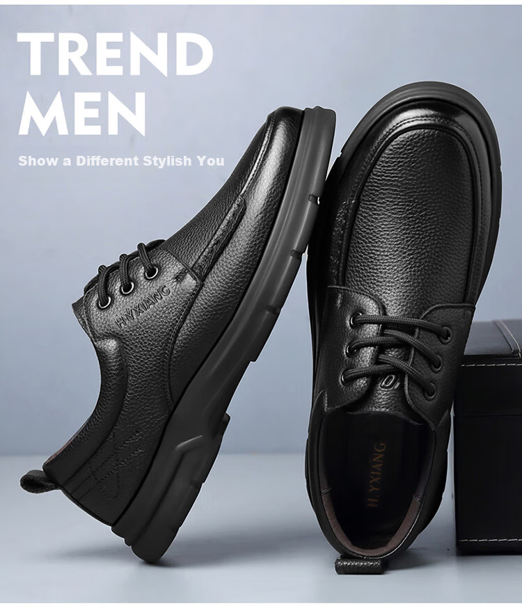 Hengyuanxiang Men's Slip-On Business Casual Lace-Up Breathable Driving Loafers J7275 Black 39 4