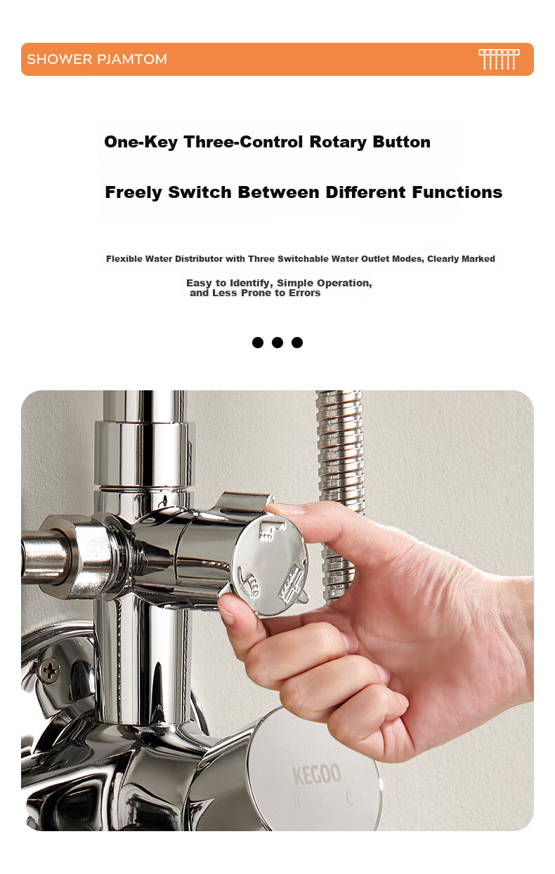 KEGOO Shower Set Complete Exposed Mixer Integrated Shower Booster Head Full Set Bright Silver K4071 6