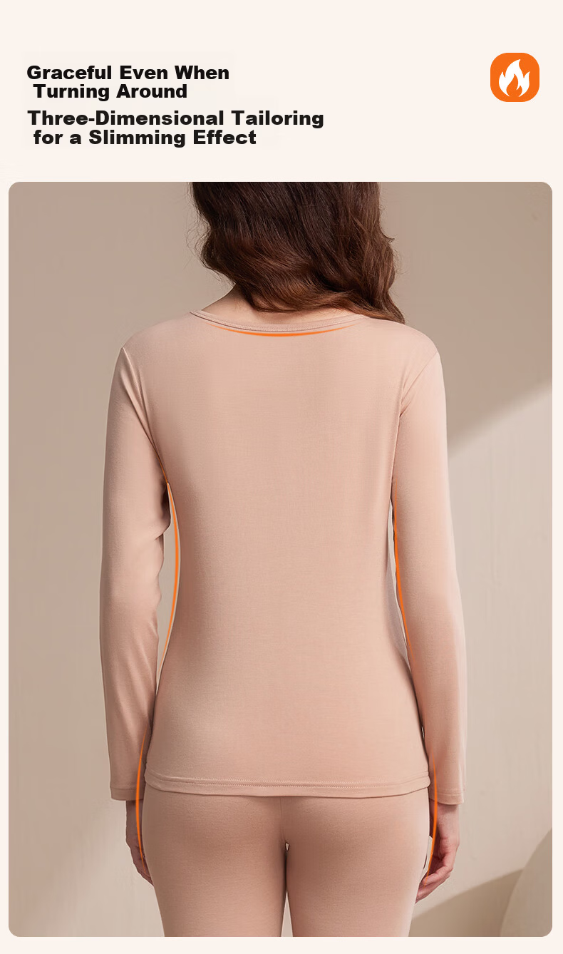 GUJIN Fleece-Lined Thickened Seamless Thermal Underwear Set for Women Autumn Winter 2025 New Skin-Friendly Base Layer Top and Bottom 8