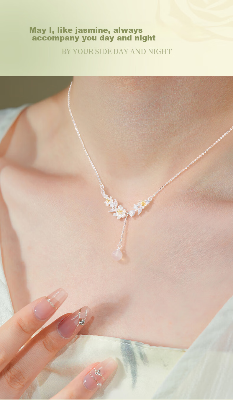 Zhenshangyin Chinese Gold Jasmine Silver Necklace for Women, Birthday Gift 2026 New Light Luxury S925 Jewelry for Girlfriend Or Wife 10