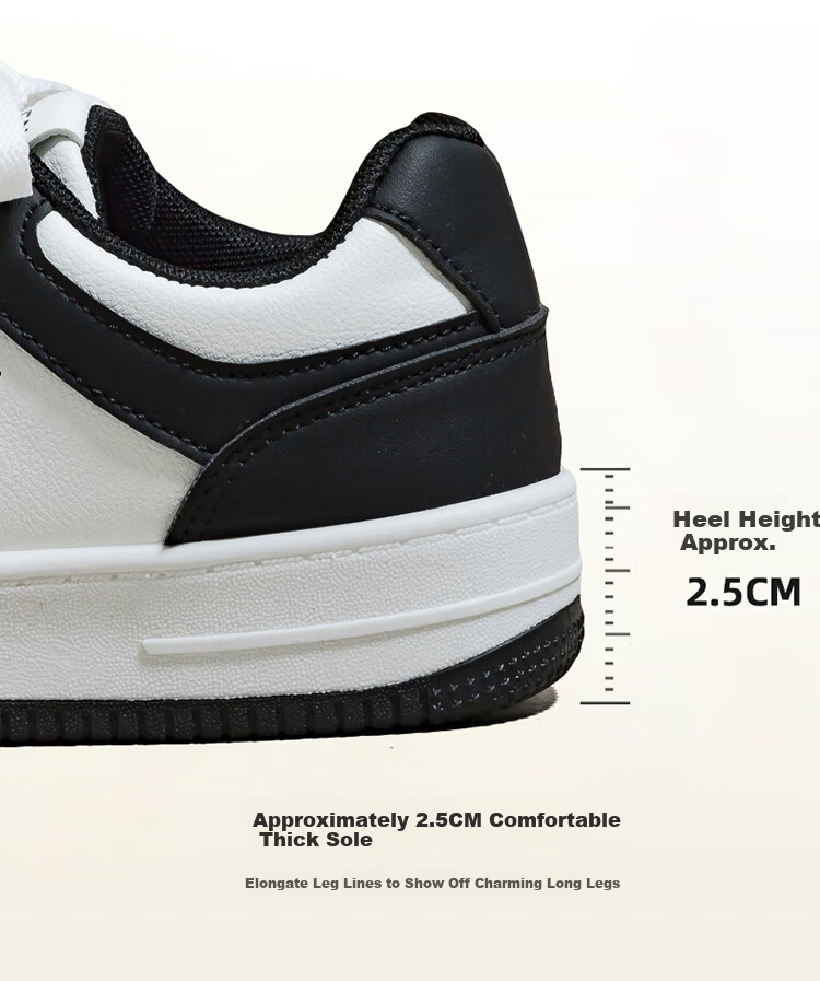 RENBEN Classic Versatile Chic Women's Shoes Small Niche Thick Sole Casual White Sneakers Simple Ultra Soft Comfortable Skate Shoes 7