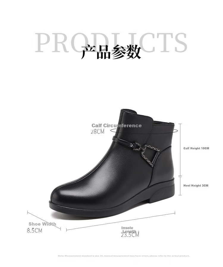 Red Dragonfly Women's Winter Warm Fleece-Lined Cotton Shoes Middle-Aged and Elderly Comfortable Soft Sole Ankle Boots WTC457491H Black Size 38 8