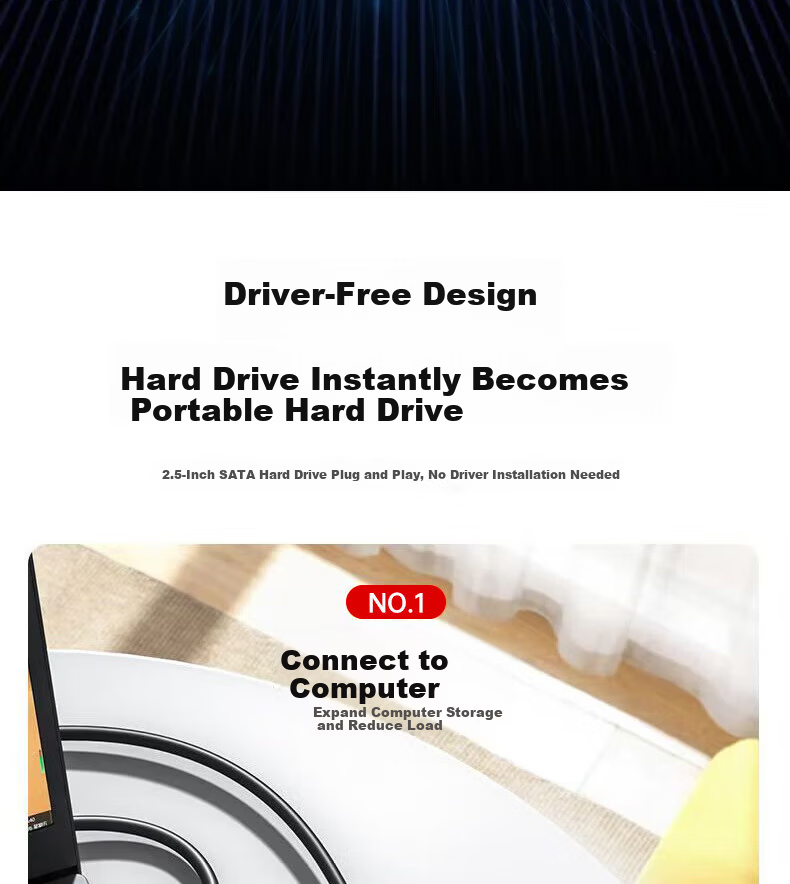 ThinkPlus Lenovo M.2 SATA/NVMe Dual-Protocol 20Gbps SSD Enclosure Type-C USB 3.2 Portable Hard Drive Case HS300 Series for Mobile and PC 7