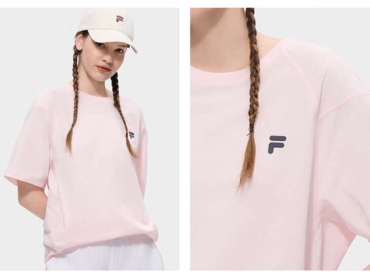 FILA Official Trendy Couple Knitted Dopamine Short Sleeve T-Shirt 26 Summer Quick-Dry Sports Tee 52