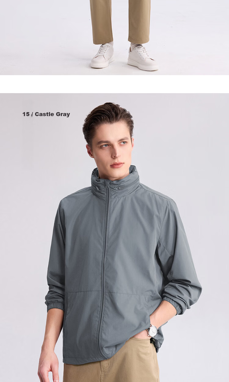 Giordano Men's Windproof Jacket Spring New Solid Color Hooded Mesh Lined Sports Windbreaker 13075827 14