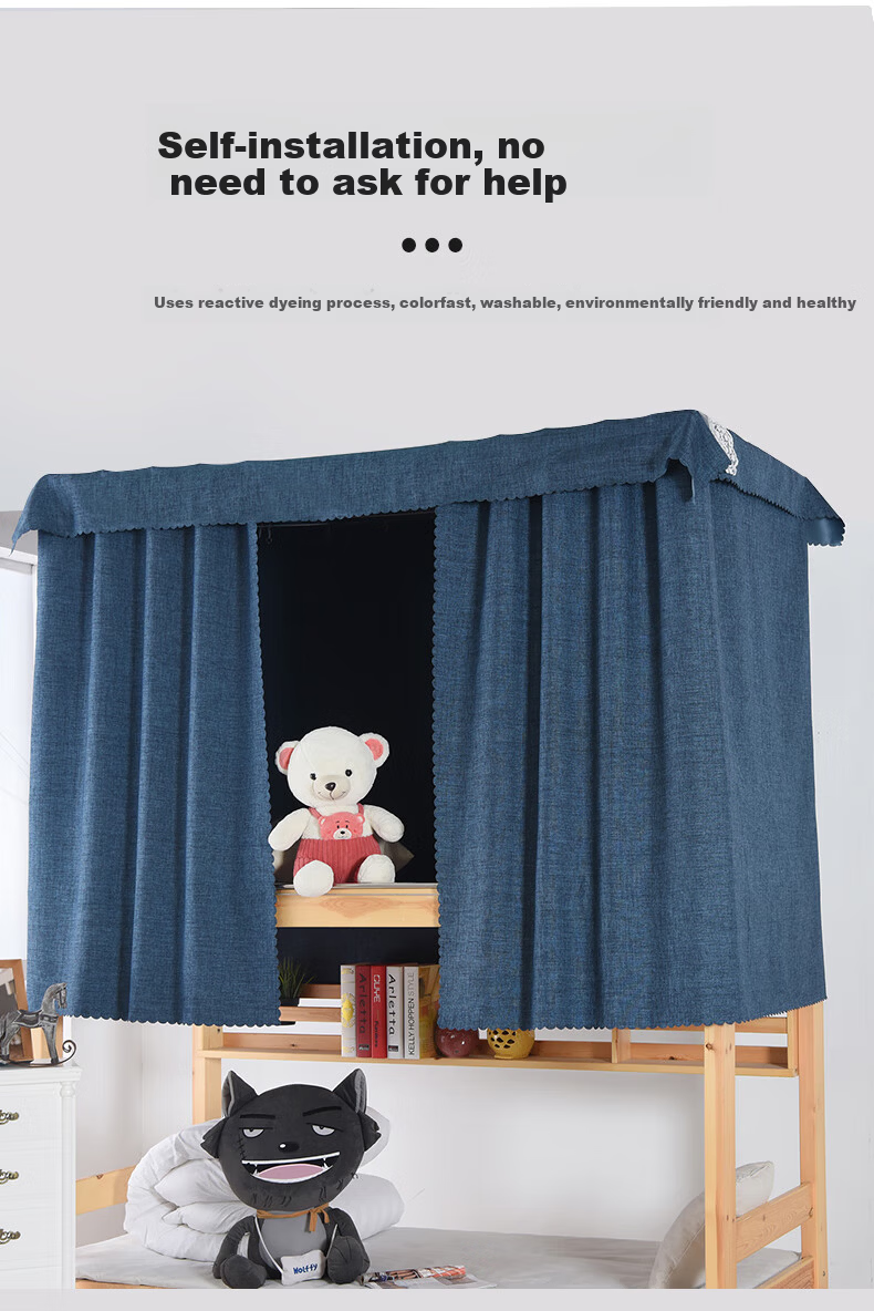Yunjin Dormitory Bed Curtain, Student Bunk Light-Blocking Curtain, Bedroom Fabric Curtain, 120*200cm/1 Piece, Pachadog 14