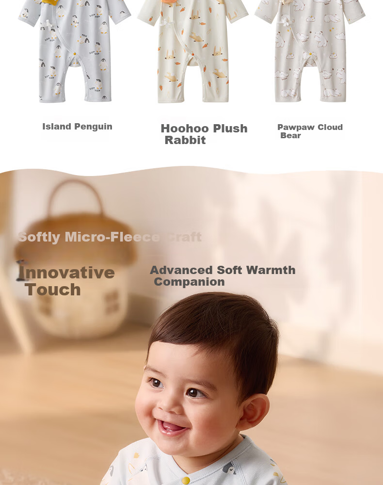 October Crystal Baby Romper Autumn Winter Unisex Infant A-Class Cotton Long Sleeve Homewear 4