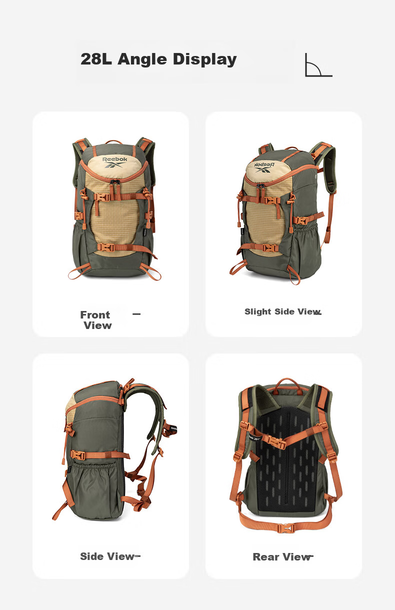 Reebok Lightweight Hiking Backpack for Men And Women, 2026 New Water-Resistant Travel Sports Outdoor Mountaineering Bag Commuter Backpack for Me 18