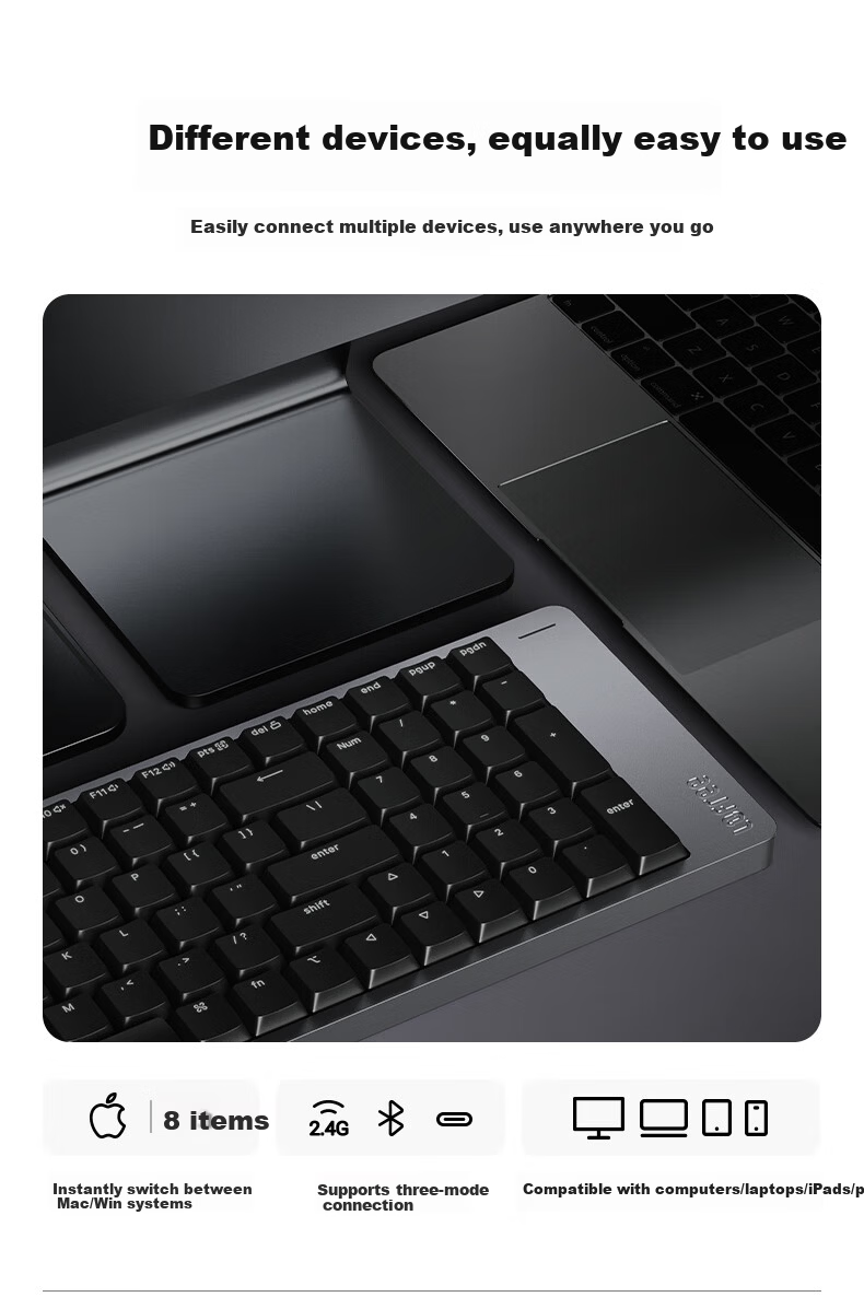 Lofree FLOW2 Low Profile 100-Key Mechanical Keyboard Aluminum Wireless Bluetooth Laptop Office Deep Space Cloud Pulse 18