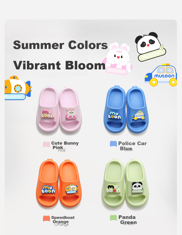 Mutong Kids Summer Slippers Boys Girls Cartoon Bathroom Indoor Soft Sole Lightweight Trendy Slippers Police Car Blue Size 26 220 4