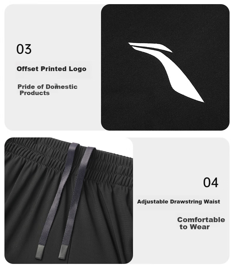 Li-Ning Men's Sports Pants, Summer Quick-Dry Breathable New Thin Ice Silk Climbing Martial Arts Pants, Elastic Waist Straight-Leg Two-Way Wear 17