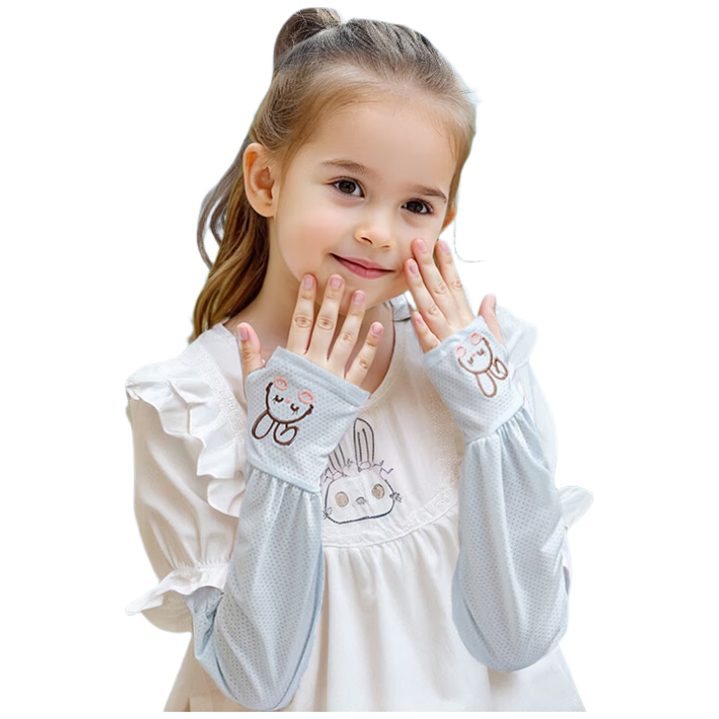 9i9 Kids UV Protection Ice Silk Arm Sleeves Girls Loose Parent-Child Sun Protection Outdoor F11 Pink+White