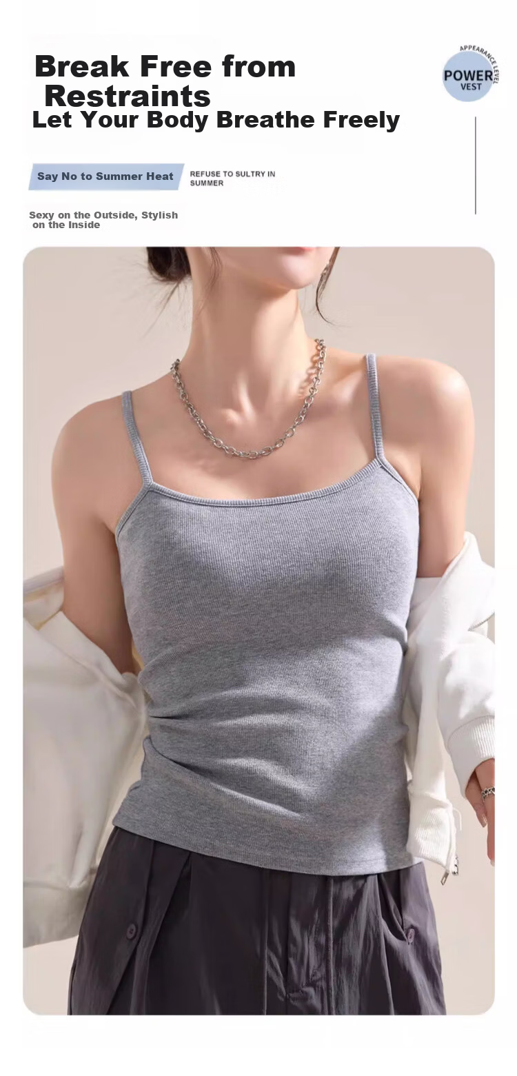 GUJIN Cotton Blend Women's Camisole Vest No Padding Base Layer Top Outerwear Blazer Inner Wear XL 9