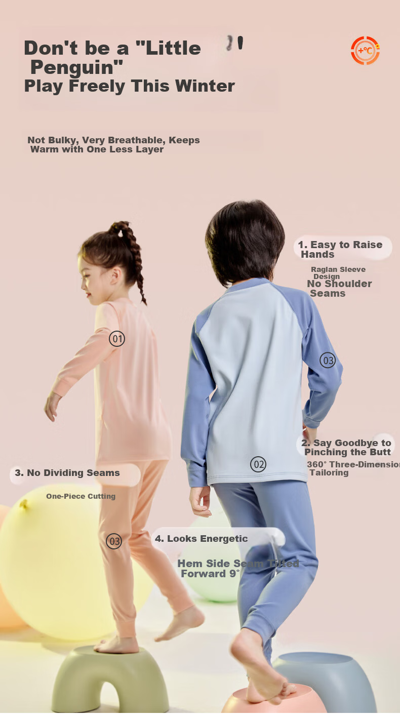 YUZHAOLIN Children's Thermal Underwear, Boys And Girls Autumn Clothes And Pants, Baby Thickened Mid-Neck Dacron Set, Cream Blue, Size 160 5