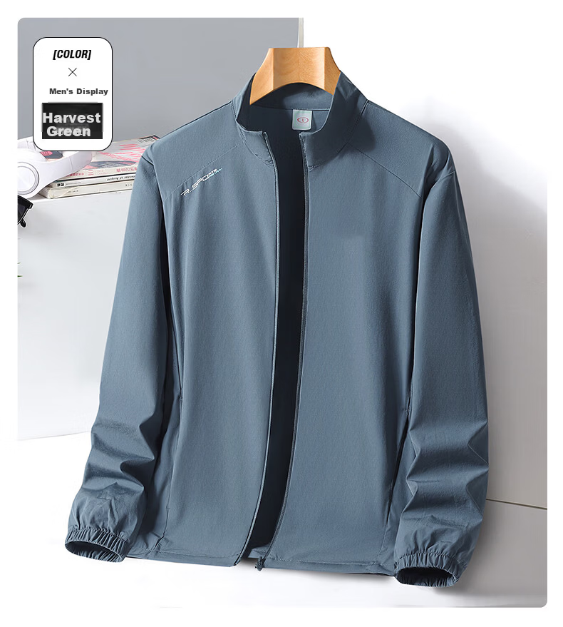 ROMON Men's Sun Protection Jacket Long Sleeve Lightweight Skin Jacket Stand Collar Cycling Shirt Iceland Blue 2XL 10