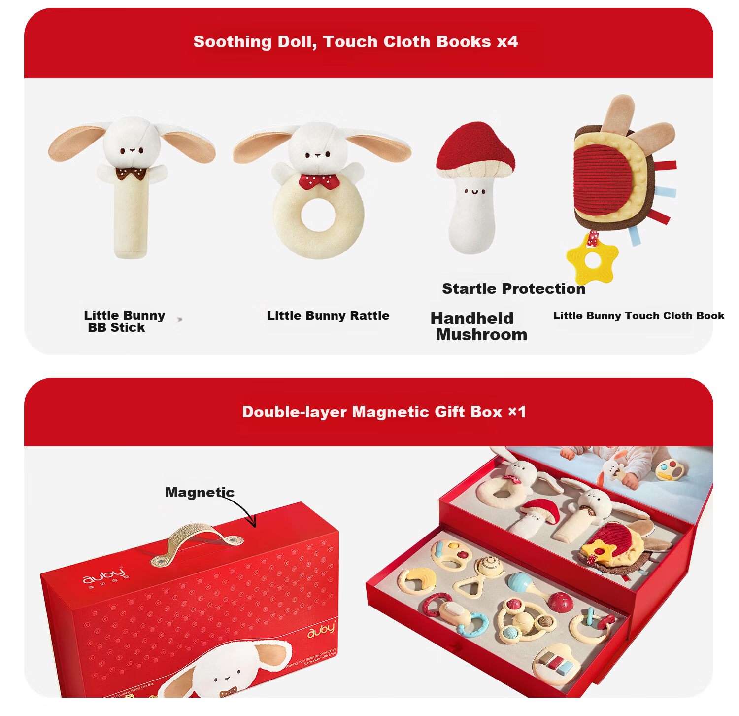 Auby Baby Toy Pony Soothing Doll Newborn Gift Box 0-6 Months Premium Crib Hanging Rattle Teether 7