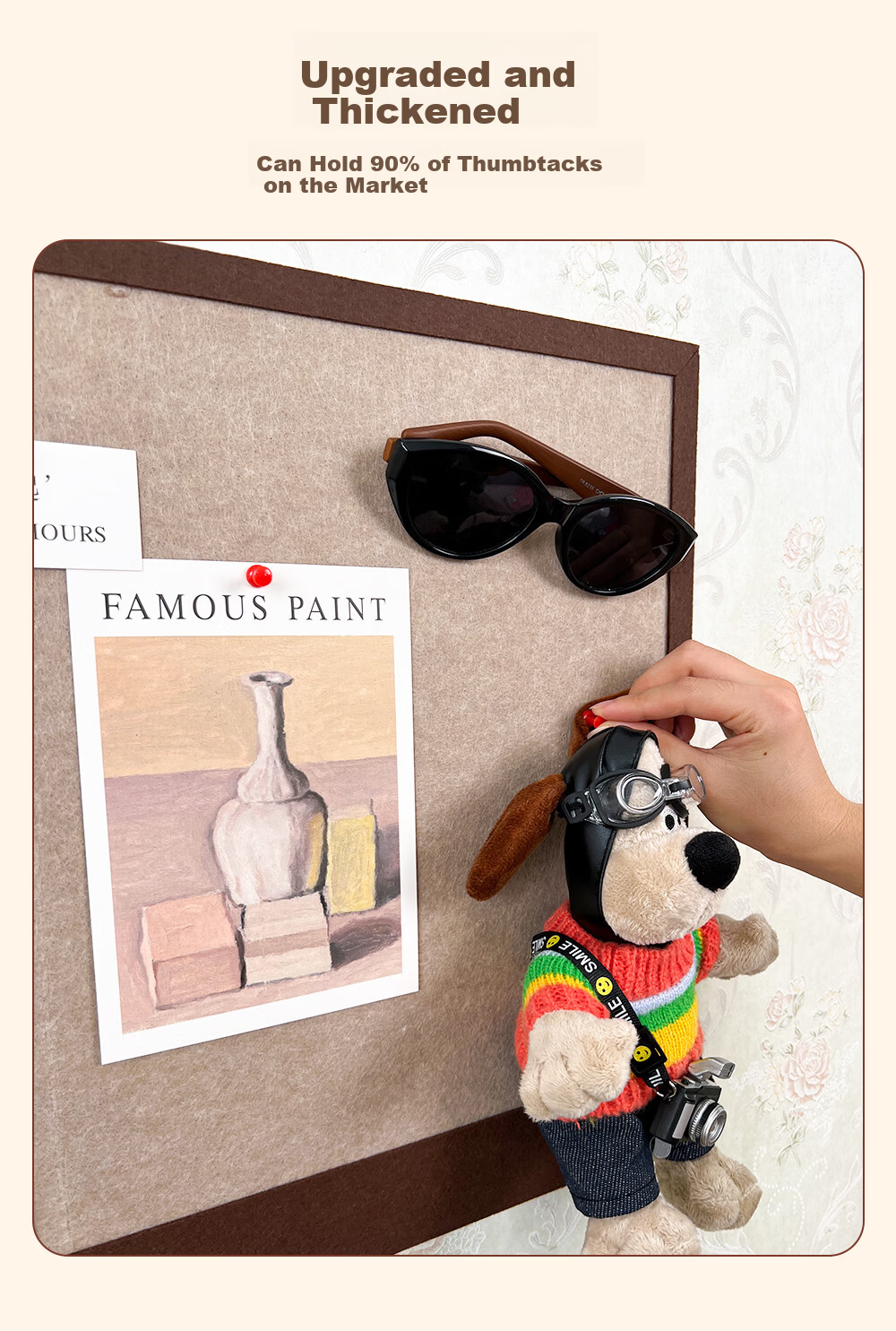Xinuo Felt Board Photo Wall Background Hanging Wall Sticky Photo Frame Display Wool Felt Board Wall Sticker Cork Board No Drilling 7