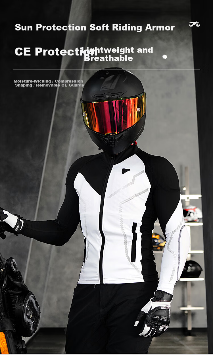 Duhan Wind Rider Motorcycle Riding Armor Jacket Unisex Breathable Quick-Dry Motorbike Riding Gear Anti-Fall CE Protective Gear Four Seasons White 1