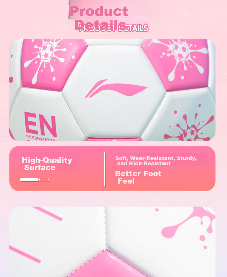 Li-Ning Size 4 Football for Children Girls Ages 3-6-12 Primary and Middle School Standard Match Training with Name Customization 18