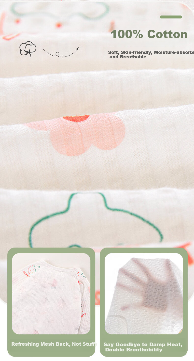 Tonglian Chuxin Baby Summer Romper Long Sleeve Mesh Cotton Thin Newborn Infant Air Conditioning Clothes Summer Wear 4