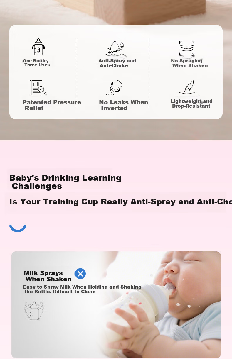 Shuying Straw Cup Training Drinking Direct Drinking Baby Bottle Constant Pressure Anti-Splash Anti-Choke Easy to Drink Water for Babies Over 1 Year Old 300ml 2