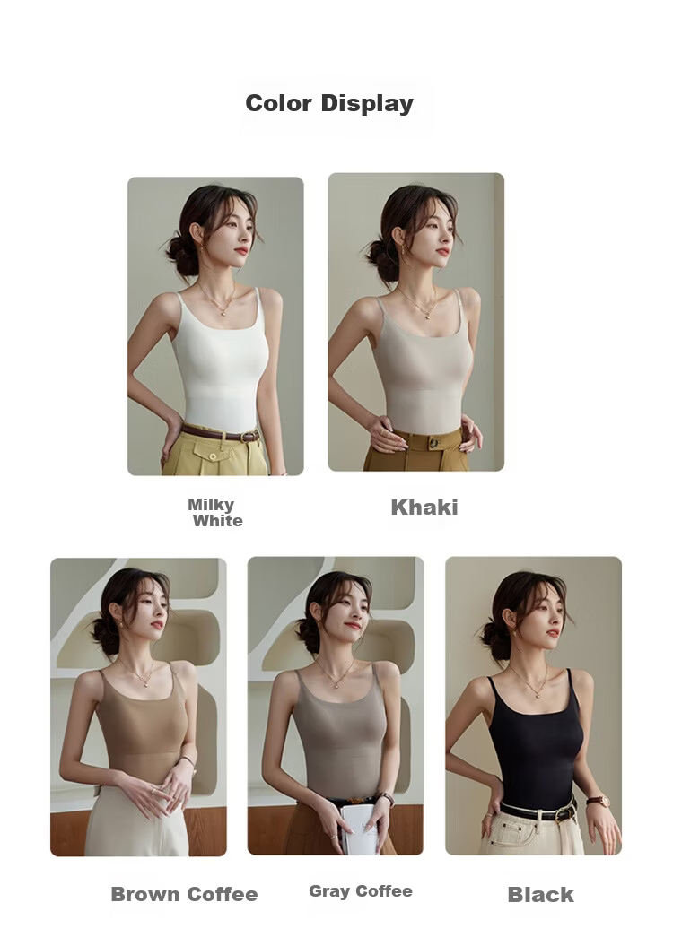 Urban Beauty [No Bra Needed] Women's Camisole with Chest Pad, Ice Silk Thin Seamless Back Beauty Underwear, Wearable as Outerwear or Innerwear 4