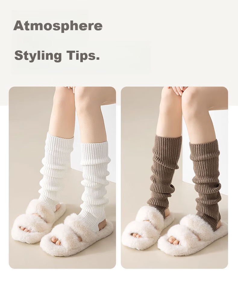 Duweike Yoga Socks with Yoga Pants Double Cuff Stacked Pure Cotton Yarn Mid-High Tube 2 Pairs Black + Gray 6